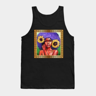 Beautiful African Woman with Sun Flowers Tank Top